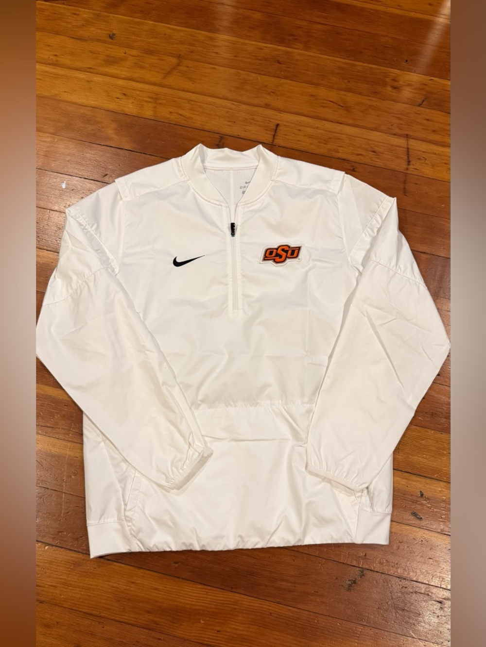 Nike White OSU Half-Zip Pullover with Orange Logo